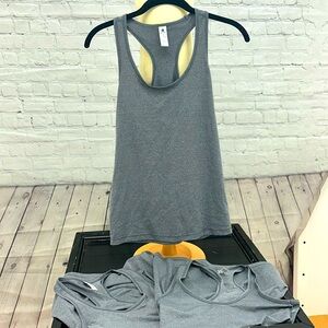 90‎ Degree By Reflex Gray and Cream Sleeveless Tank Top
